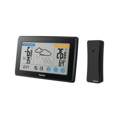 Estación Meteorológica Hama Touch - Pronóstico del Tiempo, Temperatura, Humedad, Reloj DCF Táctil - Color N