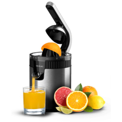 Cecotec 03363 - Exprimidor Eléctrico de Brazo Xqueeze RetroJuice 600W Steel Inox/Negro