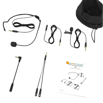 Fifine C1 Micrófono de Solapa con Headset - Mejora tus grabaciones con audio nítido