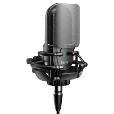 Micrófono Fifine K726 XLR en PC - Negro para Grabación y Transmisión