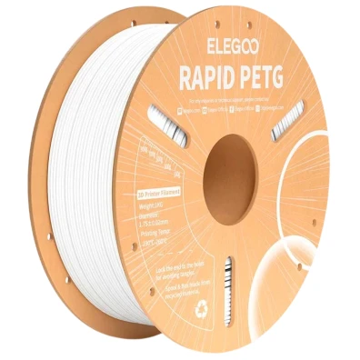 ELEGOO Filamento 3D PETG Blanco 1.75mm - Bobina 1kg para Impresoras FDM