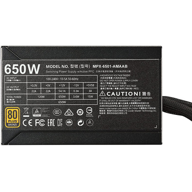 Fuente de alimentación Cooler Master Masterwatt 650W Semimodular