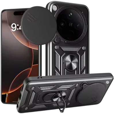 Funda Armadura Militar Oppo Find X8 5G - Protección Cámara y Anillo Negro