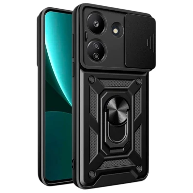 Funda Armadura Militar Xiaomi Redmi 13C / Poco C65 / M6 5G Protección Cámara Metálico Anillo Negro