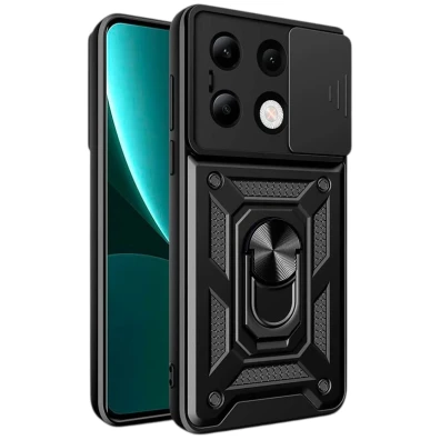 Funda Armadura Militar Xiaomi Redmi Note 13 4G - Protección Cámara, Soporte Metálico y Anillo Negro