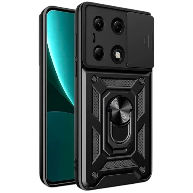 Funda Armadura Militar Xiaomi Redmi Note 13 Pro 4G / Poco M6 Pro 4G con Protección, Soporte Metálico y Anillo Negro