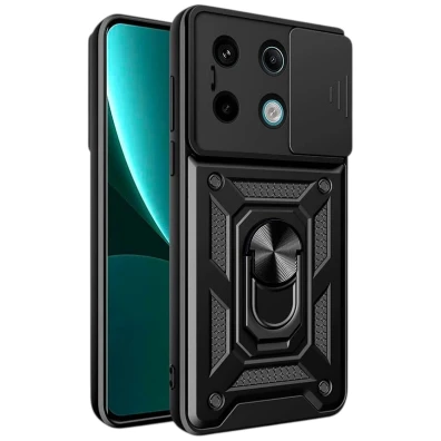 Funda Armadura Militar Xiaomi Redmi Note 13 Pro 5G / Poco X6 5G - Protección Cámara, Soporte Metálico, Anillo Negro