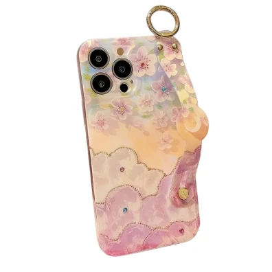 Tapa Floral y Mariposas con Pulsera iPhone 16 - CROCOCASE