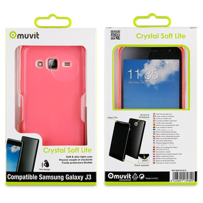 Funda Crystal Soft Lite Samsung Galaxy J3(2016) Rosa Muvit