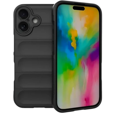 Funda de silicona para iPhone 16 Wave Negro - CROCOCASE