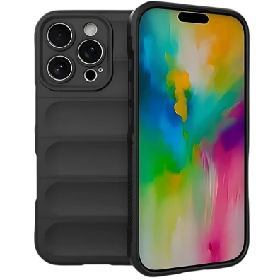 Funda de silicona Wave iPhone 16 Pro Max Negro - CROCOCASE
