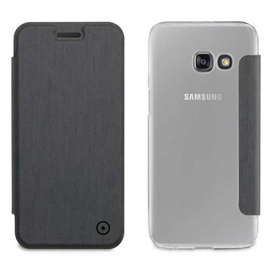 Funda Folio Gris parte Trasera Transparente Samsung Galaxy A3 2017 Muvit