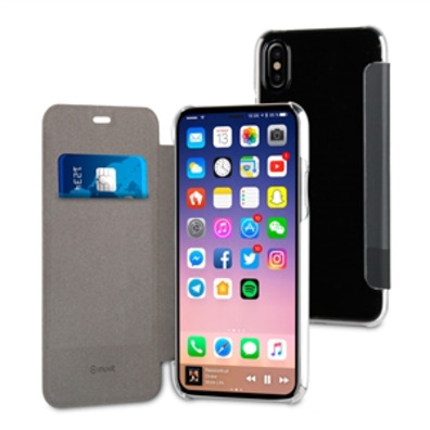 Funda Folio Negra Doble PU Transparente iPhone X Muvit