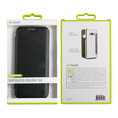 Funda Folio Negra parte Trasera Transparente Samsung Galaxy S8 Muvit