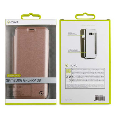 Funda Folio Oro Rosa parte Trasera Transparente Samsung Galaxy S8 Muvit