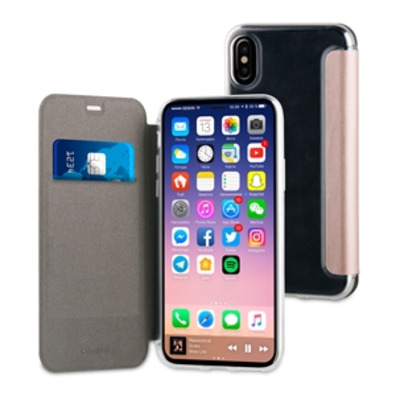 Funda Folio Rose Gold Trasera TPU Transparente iPhone X muvit