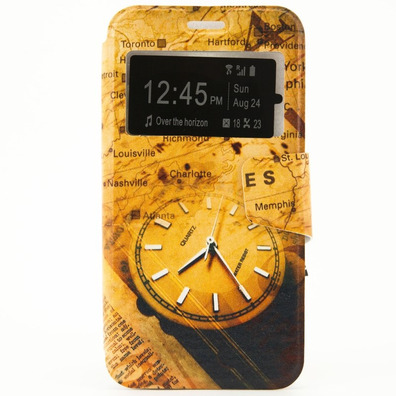 Funda Libro Samsung j3 2016 Mapa Reloj