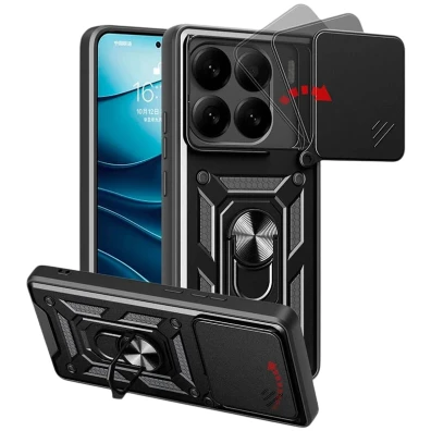 Funda Armadura Militar Xiaomi 15 5G - Protección de Cámara, Soporte Metálico y Anillo Negro
