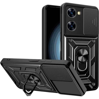 Funda Armadura Militar Xiaomi Poco X7 Pro 5G - Protección Cámara y Soporte Metálico Anillo Negro