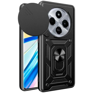 Funda Armadura Militar Xiaomi Redmi 14C / Poco C75 con Protección de Cámara, Soporte Metálico y Anillo Negro