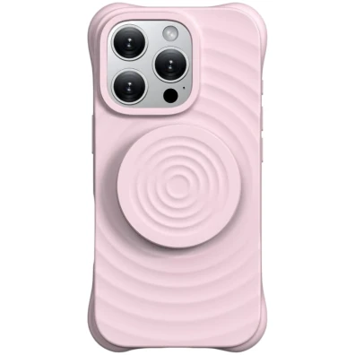 Funda iPhone 16 Pro Max Rosa, Magnética de Silicona Ondulada con Soporte MagSafe