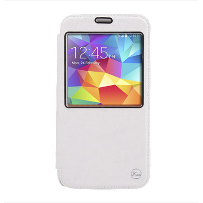 Funda tipo libro con ventana para Samsung Galaxy S5 G900 Blanco