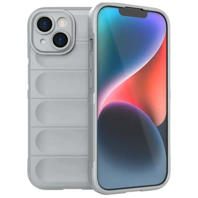 Funda iPhone 15 Wave de silicona en Gris Claro
