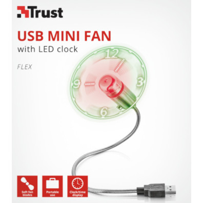 Trust Flex Ventilador USB Mini con Reloj LED
