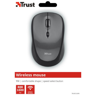 TRUST WIRELESS MOUSE YVI - BLACK (SENSOR OPTICO DE 800 - 1.600 PPP REALES)