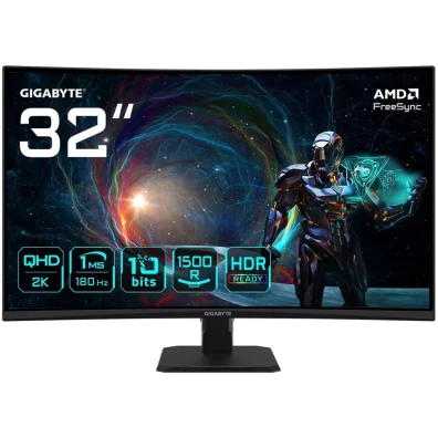 Monitor PC GIGABYTE GS32QCA 32" Quad HD LED 180 Hz 1 ms FreeSync Negro