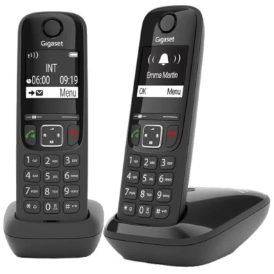 Gigaset AS690 Duo Teléfono Fijo Negro - Tecnología DECT/analógica