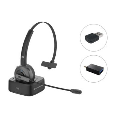 HEADSET BLUETOOTH CON BASE DE CARGA CONCEPTRONIC - Incluye Adaptador Bluetooth POLONA03BDA