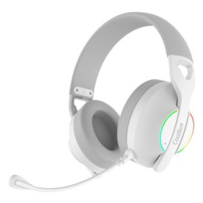 HEADSET BLUETOOTH COOLBOX WB01-B BLANCO RGB BT 5.4 2.4GHz JACK 3.5mm USB-A Y USB-C