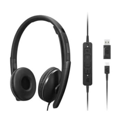 HEADSET LENOVO ANC USB-C CON MICROFONO Y CANCELACION DE RUIDO ACTIVA, ADAPTADOR USB-A