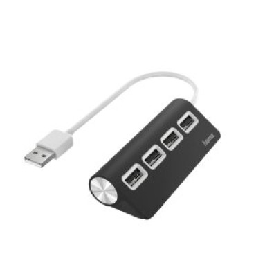 HUB USB 2.0 Hama Negro 4 Puertos 480Mbits
