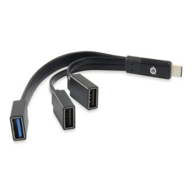 HUB USB 3.1 Tipo C CONCEPTRONIC HUBBIES - 1 Puerto USB 3.0 + 2 Puertos USB 2.0 Negro