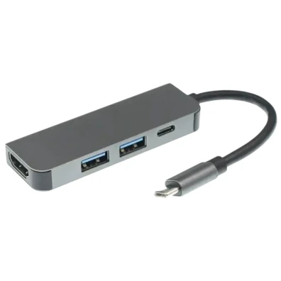 Hub USB BYL-2011 4 en 1 Tipo-C/HDMI+USB 3.0 Gris
