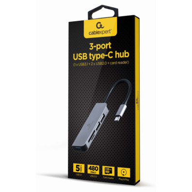 Hub Usb Tipo-c De 3 Puertos Usb 3.1 Y Usb 2.0 Con Lector De Tarjetas
