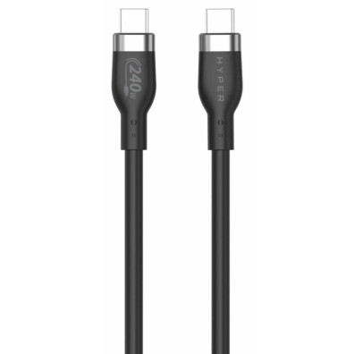 Cable USB-C a USB-C de silicona de 240 W HyperJuice (6ft/2m) - Negro