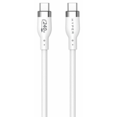 Cable USB-C a USB-C de silicona de 240 W HyperJuice (6ft/2m) - Blanco