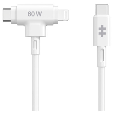 Cable USB-C a USB-C - HYPER Lightning Juice, USB 2.0, USB-C, USB-C, blanco