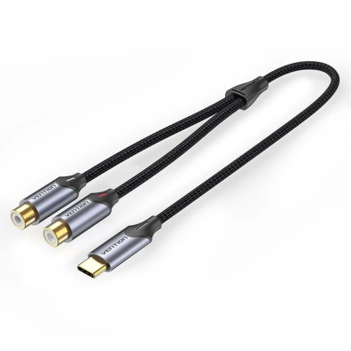 CONVERSOR USB-C/M A 2x RCA/H 1.5 GRIS VENTION - Cable de audio con conector USB-C a 2x RCA/H 1.5 gris de Vention