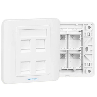 PLACA DE PARED VENTION BLANCA RJ45 4 PUERTOS TIPO 86
