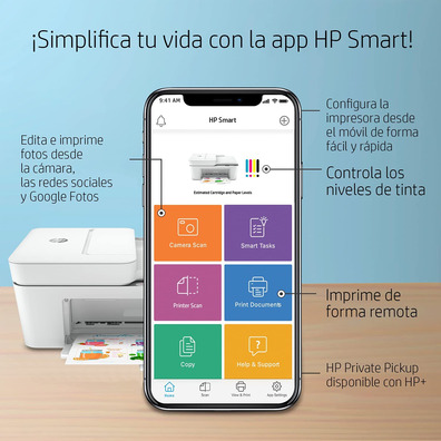 Impresora Multifunción HP Deskjet 4120e Wifi/Fax Blanca
