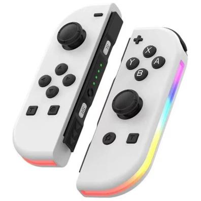 Mando J-C Set Izq/Dcha Blanco con RGB - Controlador para juegos en color blanco con luces RGB