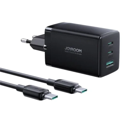 Joyroom JR-TCG01 Cargador Rápido Triple USB Tipo C/USB 65W Negro