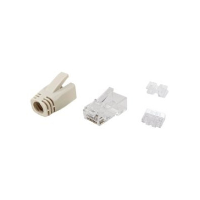 Kit 100 Conectores RJ45 Equip Cat 6A con Capuchón y Guía