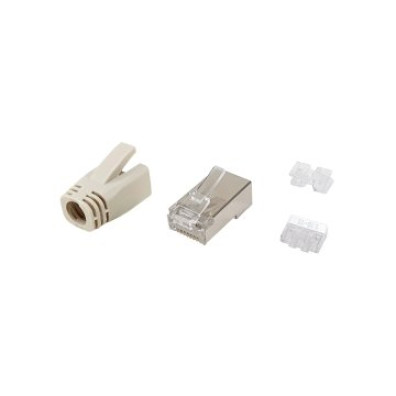 Kit 100 Conectores RJ45 Equip Categoría 6A Apantallado con Capuchón y Guía
