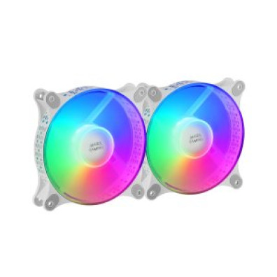 Kit Ventilador Interno FRGB Mars Gaming MF-DUO White 12x12cm. Ultrasilenciosos 15dB con Iluminación FRG