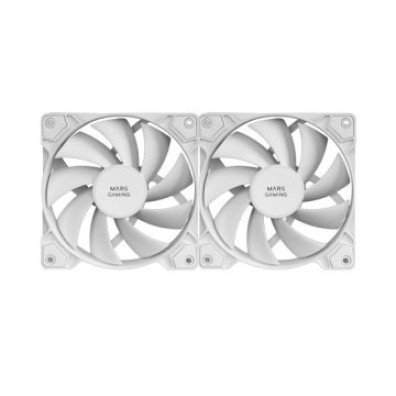 Kit 2x Ventilador Interno Mars Gaming MF-PWMX2 White - Rodamientos de Fluido Dinámico - Sistema PWM